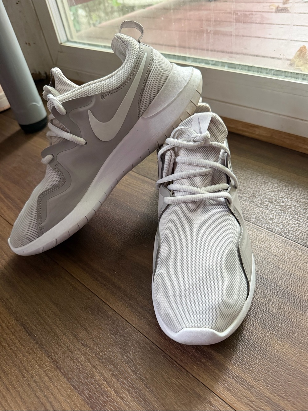 Nike Women’s White and Light Gray Mesh Athletic Sneakers